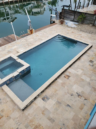 Travertine pool deck and coping