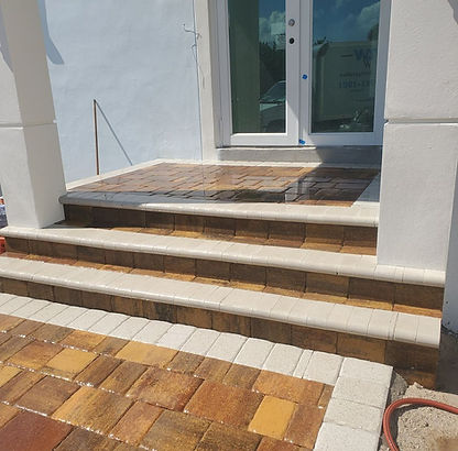 Paver patio, steps, and entry walkway